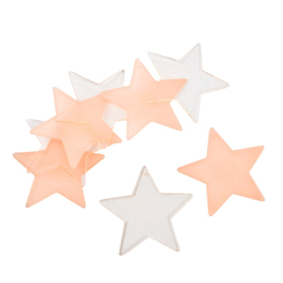 Decoratie ster acryl roze transparant 7 cm set van 8 | 40 stuks