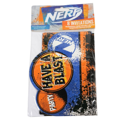 Amscan nerf uitnodigingskaarten en enveloppen 12 x 16 cm 8 stuks | 36 stuks