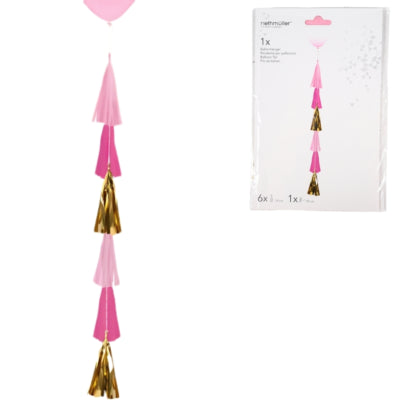Amscan ballonslinger franje roze 70 cm | 10 stuks
