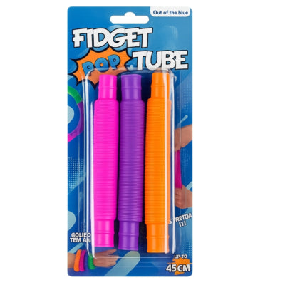 Out of the blue fidget pop tube 13 cm 2 assorti set van 3 | 24 stuks