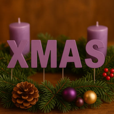 Abi decoratie kerst letterstekers xmas rood 5 cm | 24 stuks