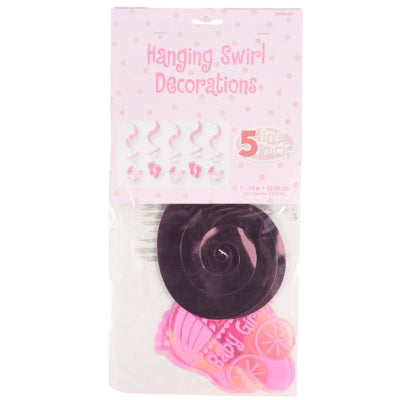 Amscan spiraal hanger baby girl folie 61 cm set van 5 | 24 stuks