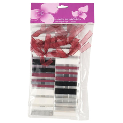 Geschenktas gestreept bordeaux 15 cm 6 stuks | 24 stuks
