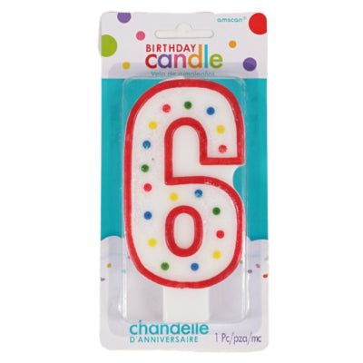 Amscan taartkaars cijfer 6 wit 13 cm | 24 stuks