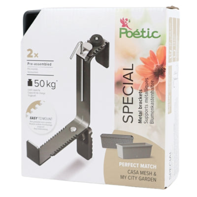 Poetic plantenbak beugel special metaal antraciet 25 cm set van 2 | 10 stuks