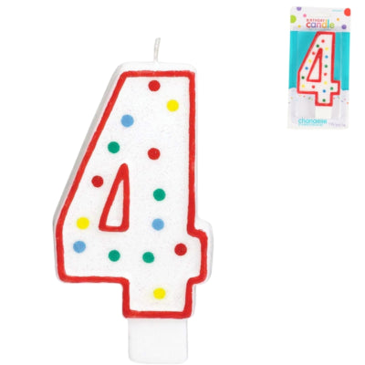 Amscan taartkaars cijfer 4 wit 13 cm | 24 stuks