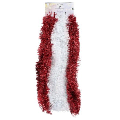 Folie slinger wit rood 200 cm set van 3 | 24 stuks