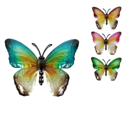 (r) wandhanger vlinder susanne metaal 29 cm 4 assorti | 24 stuks