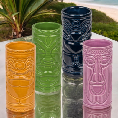 Out of the blue beker tiki 250 ml 4 assorti | 12 stuks