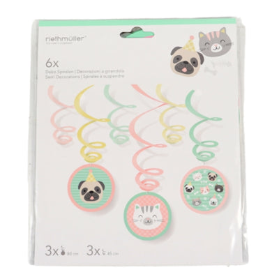 Amscan hello pets spiraal hanger hond kat 80 cm set van 6 | 20 stuks
