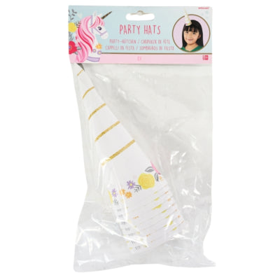 Amscan feesthoed magical unicorn papier 17 cm 8 stuks | 24 stuks