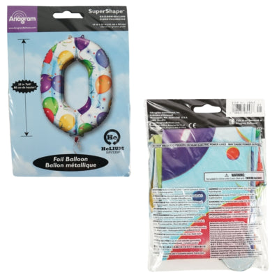 Amscan folie ballon cijfer 0 geschikt voor helium 88 cm | 40 stuks