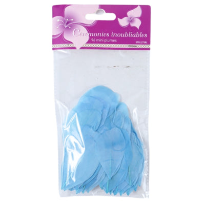 Decoratie veren blauw 6 cm 96 stuks | 48 stuks