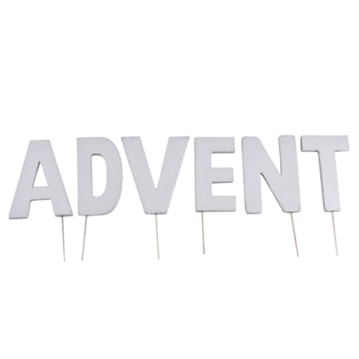 Abi decoratie kerst letterstekers advent zilverkleurig 8 cm | 24 stuks