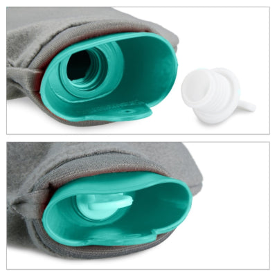 Relaxdays warmwater kruik met hoes turquoise grijs 1,5 l | 12 stuks
