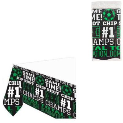 Amscan tafelkleed goal getter zwart groen 137 x 259 cm | 24 stuks