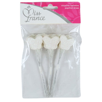 Miss france ballonbinders vlinder met glitter crème 13 cm 36 stuks | 24 stuks