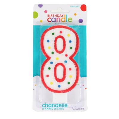 Amscan taartkaars cijfer 8 wit 13 cm | 24 stuks