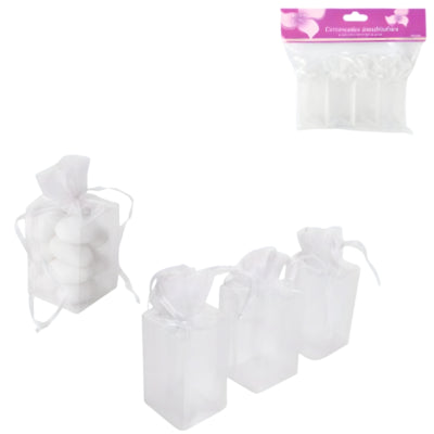 Geschenkverpakking organza wit 9 cm set van 4 | 24 stuks