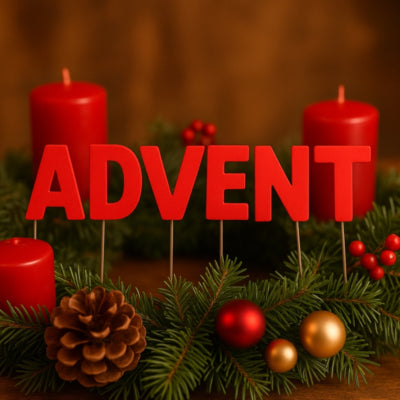 Abi decoratie kerst letterstekers advent wit 8 cm | 24 stuks