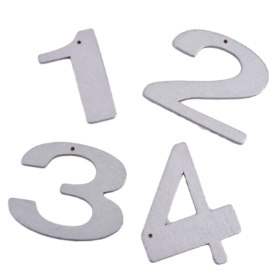 Decoratie letters 1,2,3,4 zilverkleurig 6 cm | 24 stuks