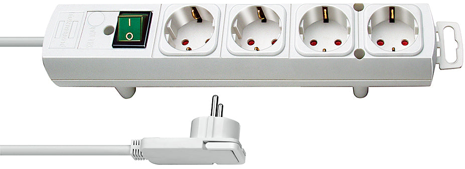 Brennenstuhl comfort-line plus stekkerdoos 4-voudig (met platte stekker, schakelaar, 2 m kabel, en extra brede afstanden van de stopcontacten) kleur: wit