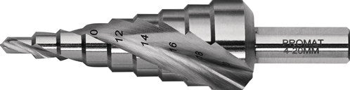 Promat tecwerk getrapte boor | boorbereik 4-20 mm | hss spiraalgegroefd | snedeaantal 2 tredenaantal 9 - 4000862082