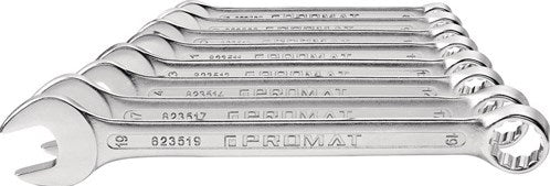 Promat tecwerk ring-steeksleutelset | 12-delig sleutelwijdte 6-22 mm | model a chroom-vanadiumstaal - 4000823603