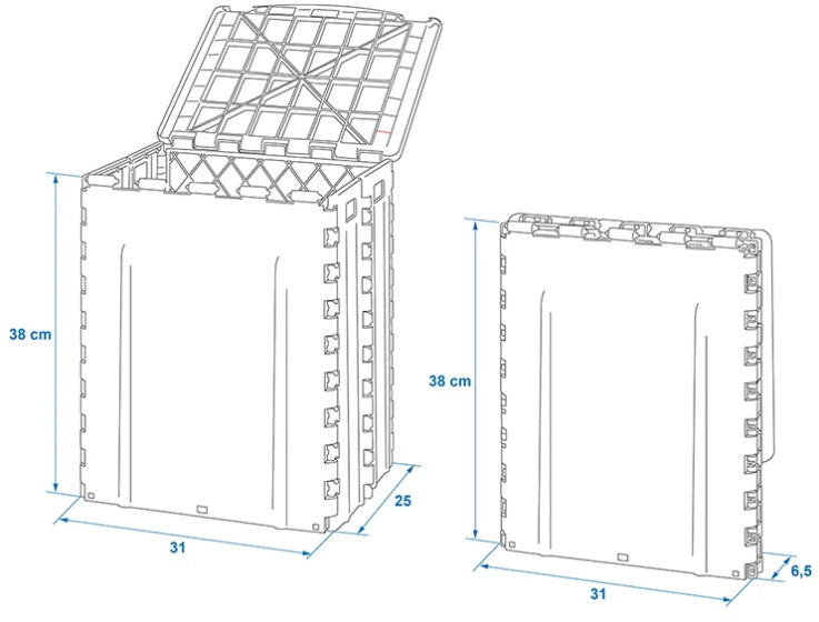 afvalbak opvouwbaar 35 liter 25 x 31 x 38 cm grijs zwart