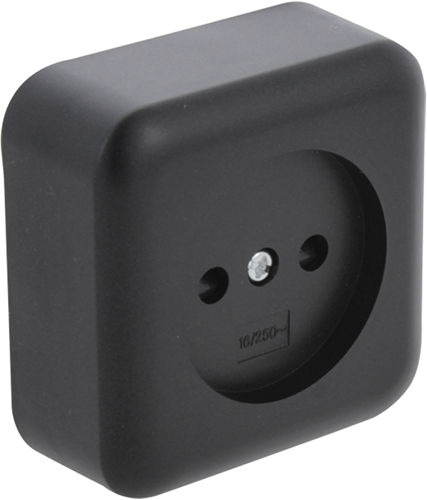 Q-link contactdoos | opbouw | 1-voudig | met aanraakbeveiliging | zwart - 00.945.40