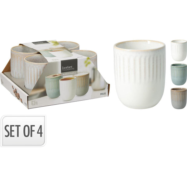 Excellent houseware beker aardewerk 300ml set a 4 stuks