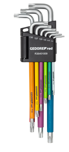 Gedore r36401009 | haakse stiftsleutelset | tx | t10-t50 multicolor | 9-dlg 3301333