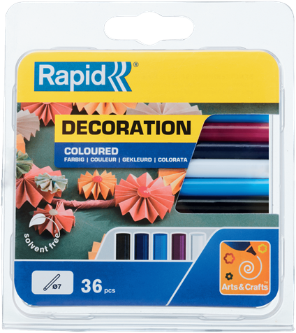 Rapid lijmpatronen gekleurd | classic | 7 mm x 94 mm | 36 stuks | blister - 5001363