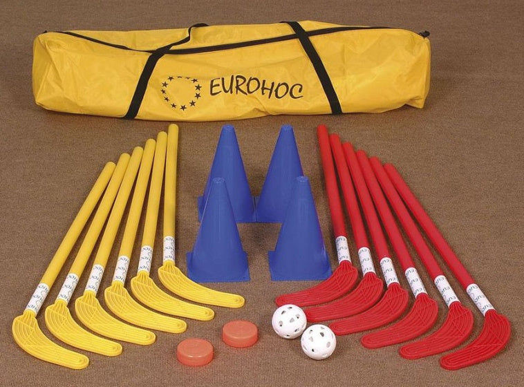 hockeyset junior 75 cm rood geel blauw 20-delig