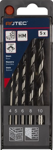 Rotec 5 dlg. steenborenset 4,0-10,0 mm - 9001040 - 900.1040