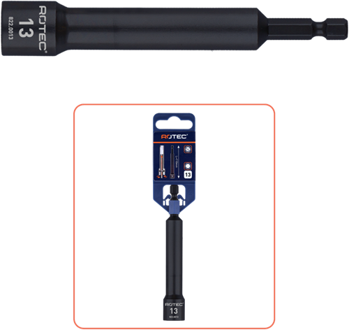 Rotec dopsleutel extra diep | e6,3 | bitopname | sw 10x110 75 - 822.0010