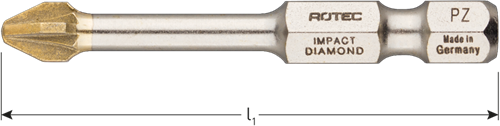 Rotec impact schroefbit pz 2 | l=50 | e6.3 | diamond | 2 stuks - 817.13022