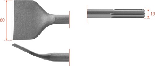 Rotec sds-max tegelbeitel gebogen 80x300mm - 2151027 - 215.1027
