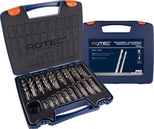 Rotec spiraalborenset '105', din338, type n, 170-dlg, ø1-10 abs - 900.0173k - 900.0173k
