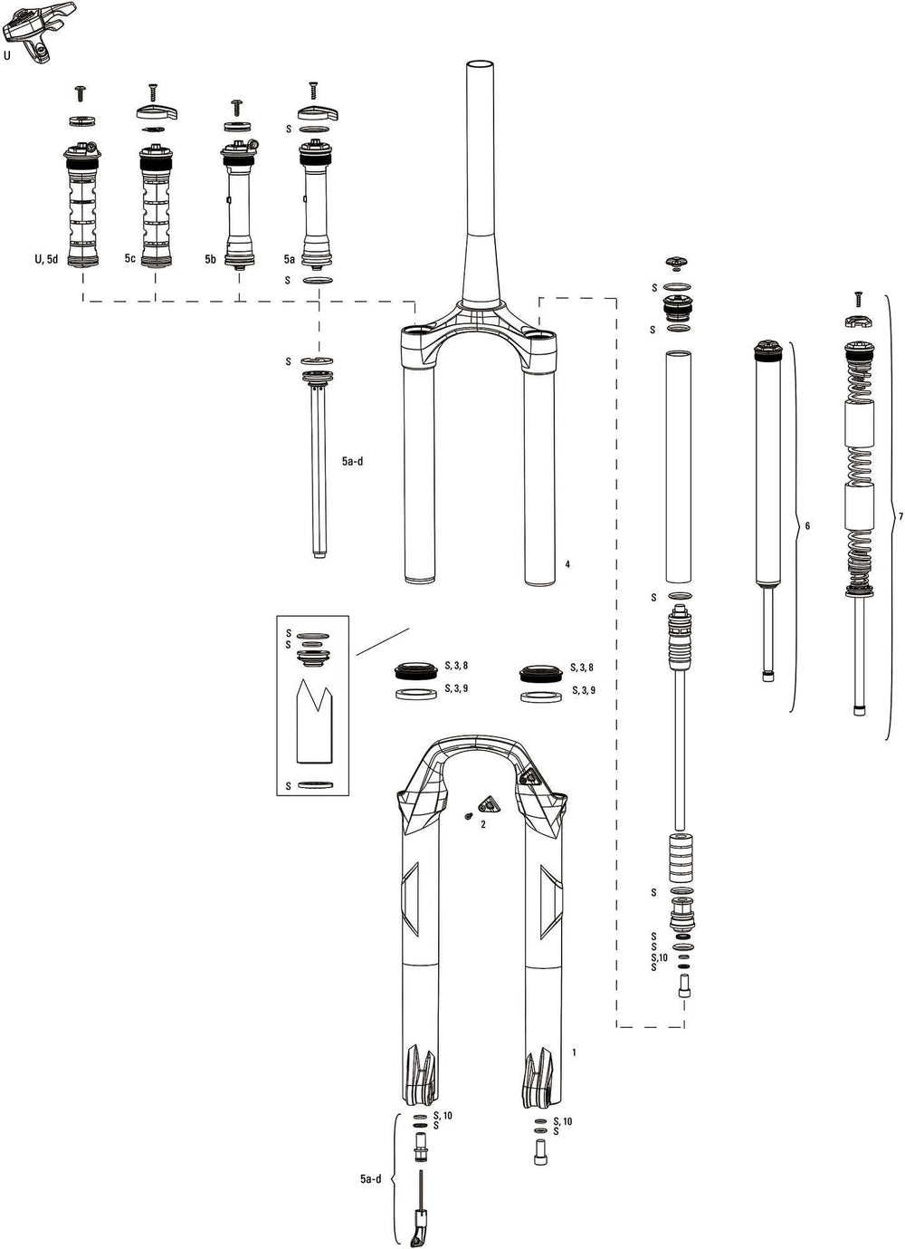 Rockshox verende voorvork recon silver rl susp.fork rs recon sil.rl 1 1 8 black oneloc