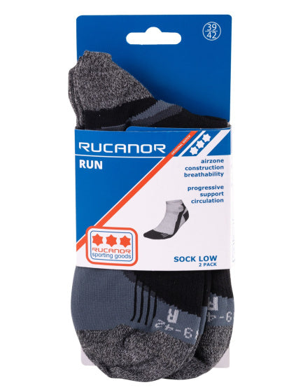 Hardloopsokken kort 2-pack zwart maat 39-42