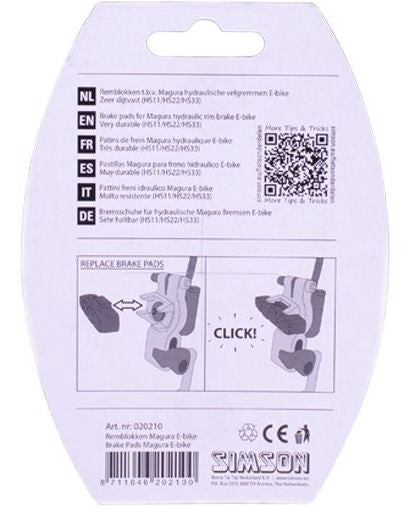 Brake pads Magura E-Bike HS33 HS11 rubber 2 pieces