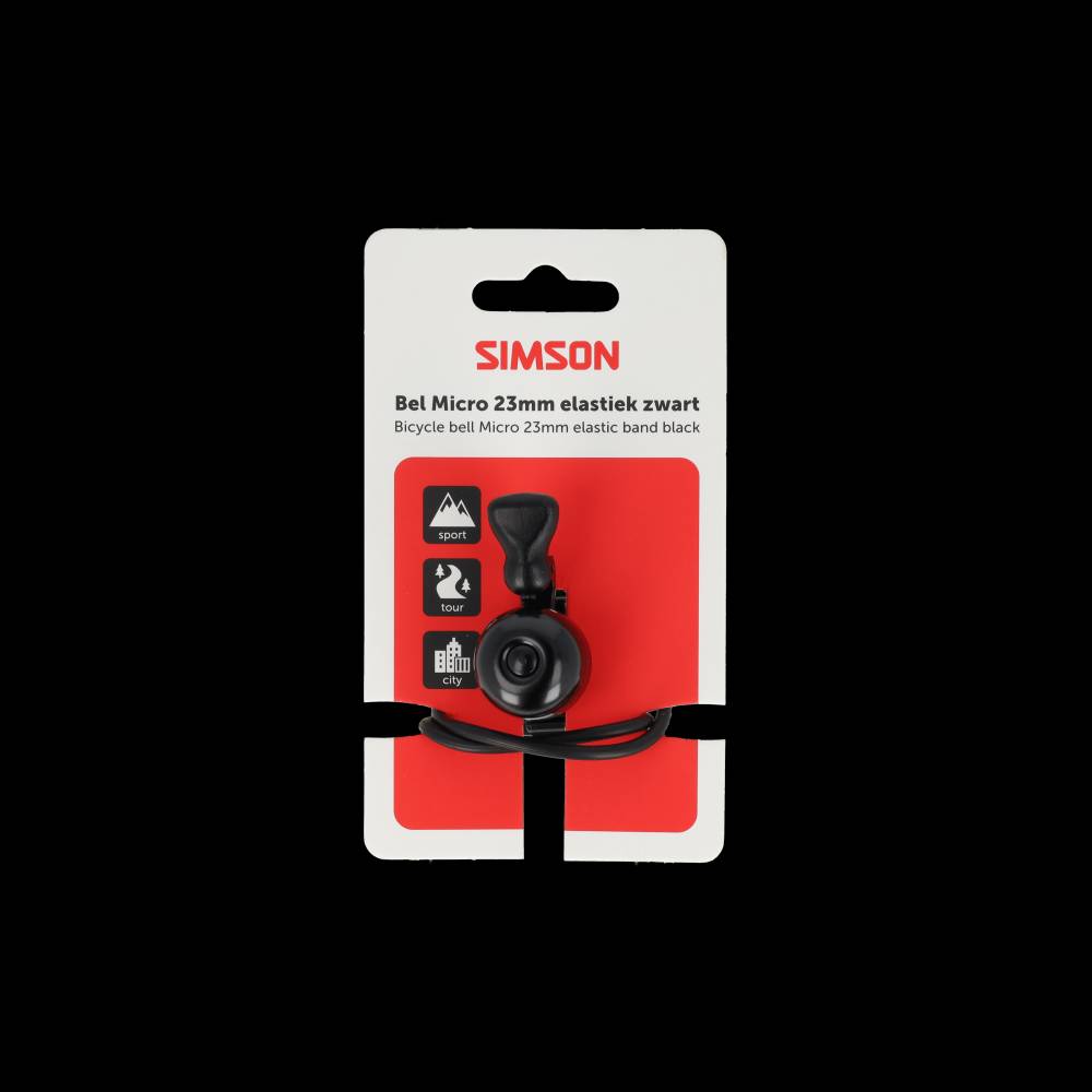 Simson bel micro 23mm elastiek bevestiging zwart