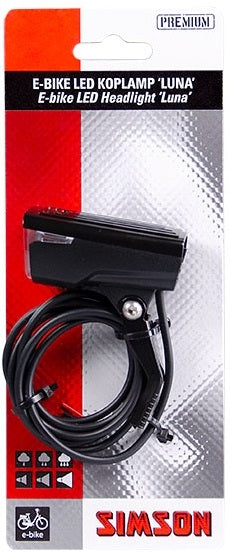 koplamp Luna e-bike led 6 cm voorvork 25 lux zwart