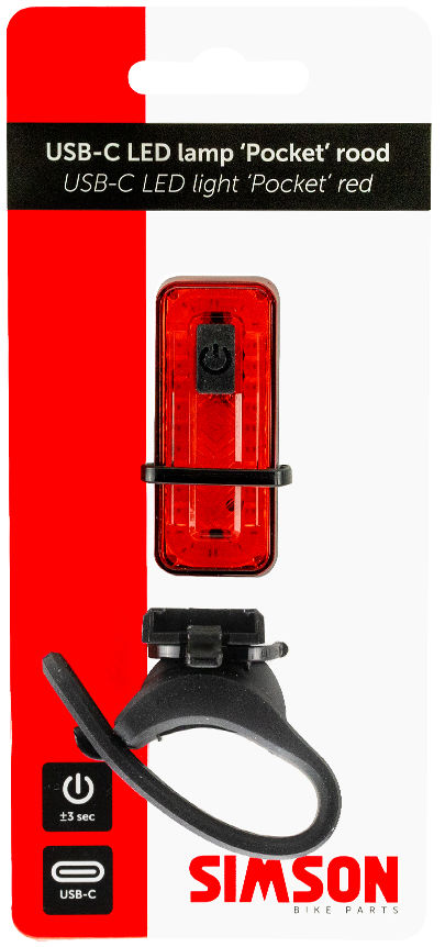 Simson usb-c led lamp 'pocket' rood