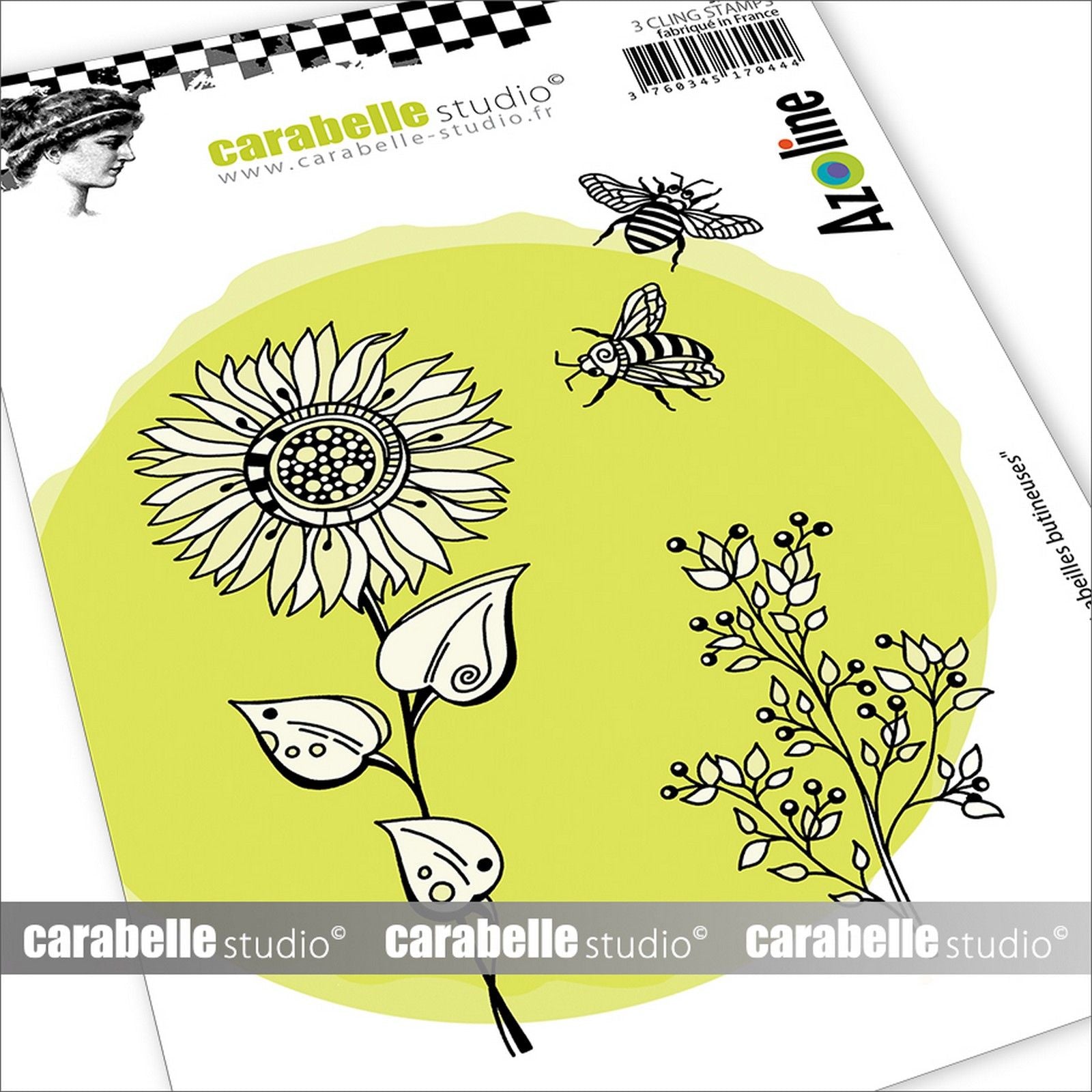 Carabelle studio • cling stamps soleil et abeilles butineuses a6