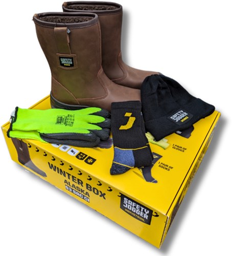 Safety jogger winterbox | alaska veiligheidslaars + sokken + handschoenen + muts | bruin | maat 42 - si9805420