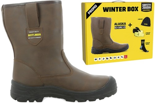 Safety jogger winterbox | alaska veiligheidslaars + sokken + handschoenen + muts | bruin | maat 42 - si9805420
