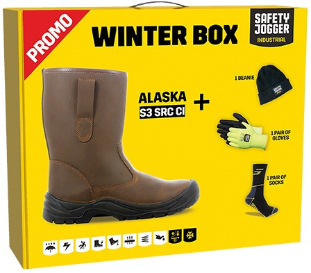 Safety jogger winterbox | alaska veiligheidslaars + sokken + handschoenen + muts | bruin | maat 44 - si9805440