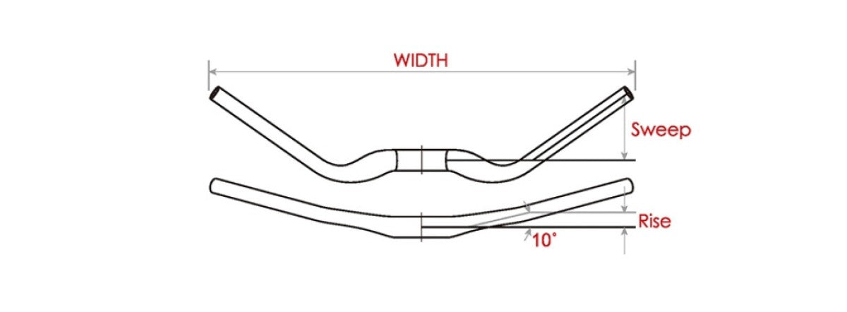 Guidon Satori Noirette Ø31.8 W=630mm coudé à 35° - noir mat